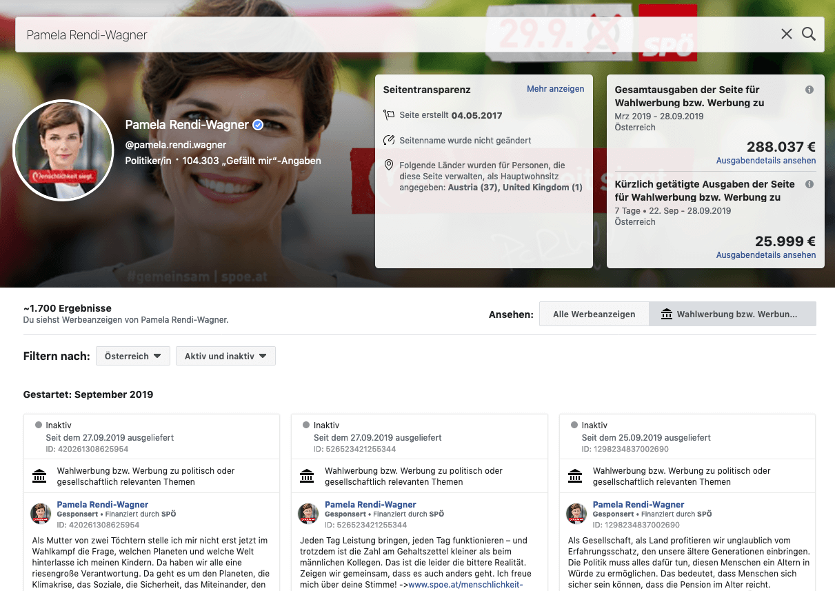 Parteien gaben in Wahlkampf über eine Million Euro für Facebook-Werbung aus Parteien gaben in Wahlkampf über eine Million Euro für Facebook-Werbung aus
