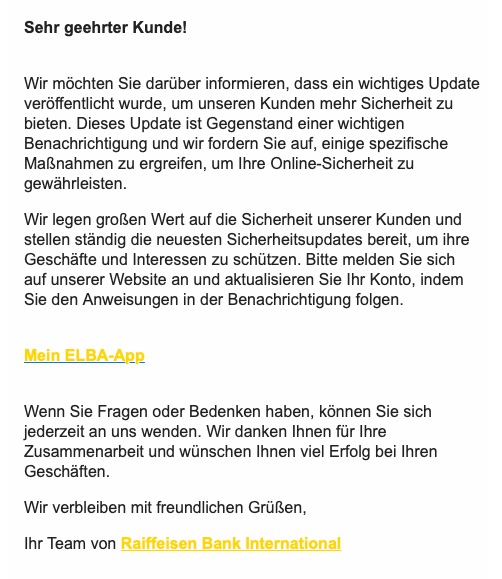 Spam-Mail von Bank